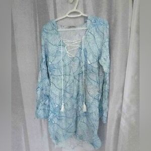 Charlie Holiday Aqua Leaf Swim Cover-Up